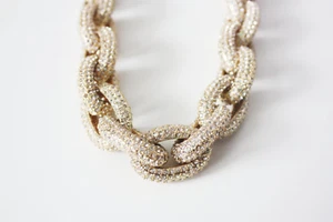 BAUBLEBAR PAVE CYSTAL Gold-Tone Chain PROM Necklace - Picture 1 of 9
