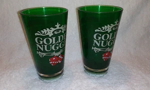 Vintage Golden Nugget 1970s large Tumblers, Las Vegas, green, Beer, casino, Rare - Picture 1 of 6