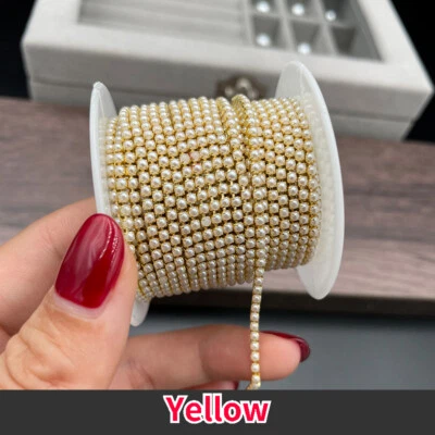 Rollo de cadena de diamantes de imitación de cristal de 9 m/rollo hágalo usted mismo collar ropa joyería 2 mm de ancho Foto 1 de 4