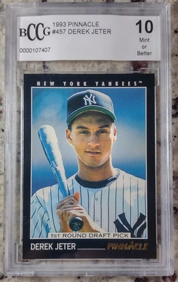 MEJOR PRECIO EBAY! Derek Jeter 1993 Pinnacle #457 radiocontrol graduado Beckett BCCG 10 como nuevo+ Foto 1 de 2