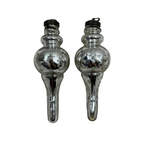 Juego de 2 adornos vintage Pottery Barn acabado de vidrio mercurio marrón plateado 7 pulgadas - Imagen 1 de 4