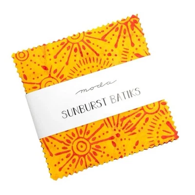 Moda Sunburst Batiks Leaves Floral Stripe Blender Squares Charm Pack 100% Cotton - Image 1 of 4