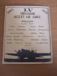 1V Squadron Desert Air Force Xmas 1943 Menu RAF Military - Picture 1 of 3