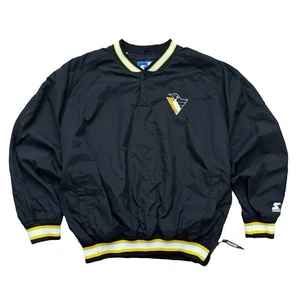 Vintage 90s Starter Pittsburgh Penguins NHL Windbreaker Jacket Men’s Large Black - Bild 1 von 10