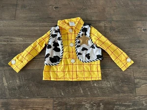 Disney Toy Story Sheriff Woody Costume Size 4 Plaid Shirt Cow Print Vest Badge - Picture 1 of 6
