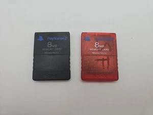 2 tarjetas de memoria Sony PlayStation 2 8 MB - negras y rojas, ¡probadas y funcionando! - Imagen 1 de 5