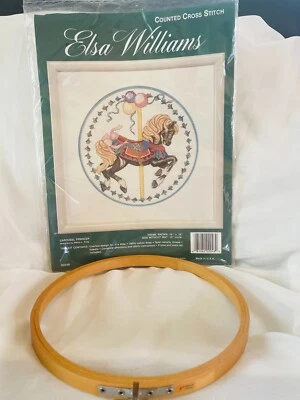 Kit de caballo punto de cruz Elsa Williams Carrusel Prancer #02048 aro de madera de 8" GRATIS Foto 1 de 4