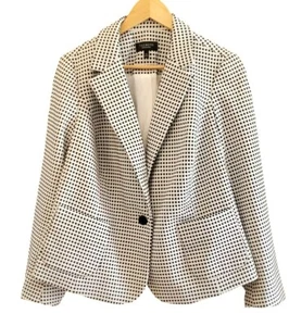Talbots Womens Plus Size White Black Checkered Petite Blazer Size 1X NWOT Spring - Picture 1 of 4