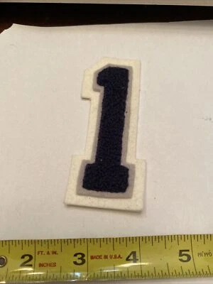Chenille "1" Blue/Gray with white back ground Applique Patch Iron On - Image 1 of 2