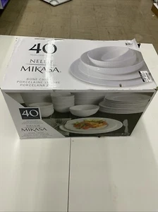 a NELLIE MIKASA 40 PIECE BONE CHINA DINNERWARE SET COLOUR WHITE - Picture 1 of 4
