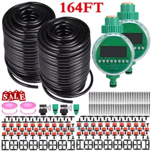164FT Auto Drip Irrigation System Kit Timer Micro Sprinkler Garden Watering USA - Picture 1 of 20