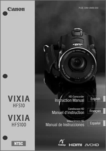 Canon VIXIA HF S10, S100 Camcorder User Instruction Guide Manual - Picture 1 of 1