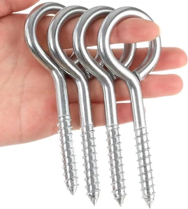 YGAOHF 5 Inch Large Eye Bolts Screw in - 4 Pcs Stainless Steel Eye Hooks Screw i - Picture 1 of 12