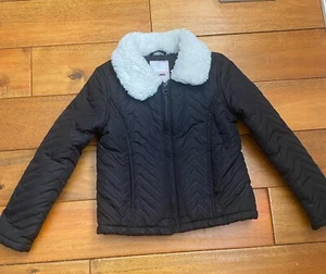 Gymboree Girls 5T Black Quilted Jacket with Faux-Fur Collar - Picture 1 of 10