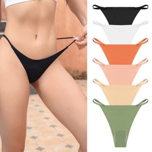6er Pack Damen Nahtlose String Tanga Slips Solid T-Back Unterwäsche Panty Lot - Bild 1 von 10