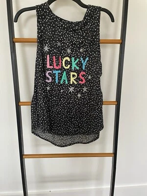 Derek Heart Tank Top Women’s Black White Star Scoopneck Sleeveless - Image 1 of 3