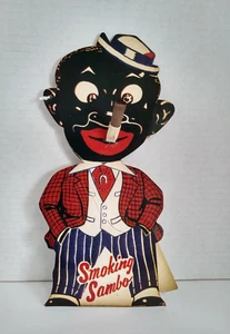 Espositore pubblicitario tabacco americano nero SAMBO FUMANTE anni '30, ottimo stato - Foto 1 di 5