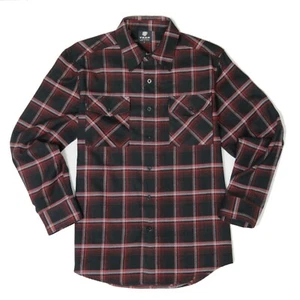 Camisa informal de franela a cuadros de manga larga con botones roja/blanca A7D (3XL-5XL) YAGO para hombre - Imagen 1 de 3