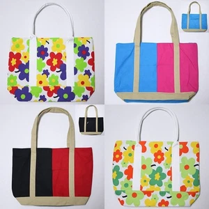 Beach Bag Multi Cute Tote Floral Canvas Market Shopping Travel Zipper Summer - Picture 1 of 7