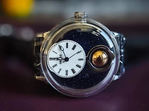 Oblvlo Sky Orbit 3D Rotating Earth Watch Steel, EU Warehouse 14 days return - Bild 1 von 7