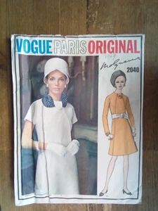 2040 Molyneux A-Line Mod Dress Size 14 1969 Vogue Paris Original Sewing Pattern - Picture 1 of 2