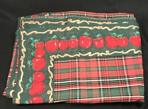 Reversible 54 x 70 Red Green Plaid or Apples Fall Christmas Tablecloth - Picture 1 of 4