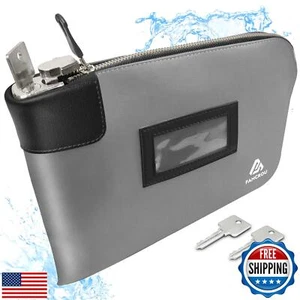 Waterproof Cash Bag with lock and 2 Keys, Money bag with Zipper, 11 x 9 Inch, - Picture 1 of 5