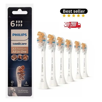 6Pack Philips Sonicare A3 Replacement Heads Premium All-in-one Toothbrush Head