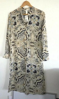 Plumero transparente estampado geográfico multicolor manga larga abotonada talla 4 H&M para mujer nuevo con etiquetas Foto 1 de 4