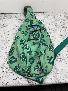 Kavu Mini Rope Sling Rucksack grün rosa tropisches Palmblatt Pflanzenmuster - Bild 1 von 7