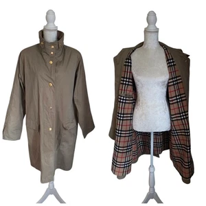 Vintage Burberry Military Style Novacheck Fleece Long Line Over Jacket Coat L/XL - Picture 1 of 15