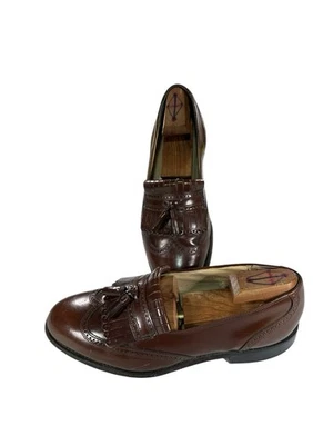 Mocasín Stafford Vintage Para Hombre Talla 9.5 D Cuero Marrón Cortable Borla EE. UU. Foto 1 de 4