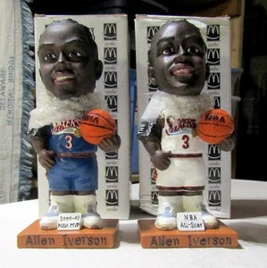 ALLEN IVERSON (2) Bobbleheads Blue & White Uniforms McDonalds Reebok 2002 NIB - Picture 1 of 7