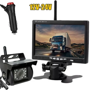Wireless Backup Camera 7" Rear View Monitor for 12-24V Caravan Truck Trailer RVs - Picture 1 of 24