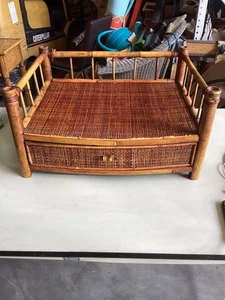 Cama vintage de bambú mimbre perro gato con cajón de almacenamiento, decoración boho de lujo, Bougee Pet - Imagen 1 de 11