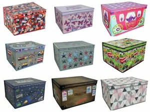 Large Kids Children's Toy Books Storage Box Folding Treasure Chest With Lid Gift - Picture 1 of 17