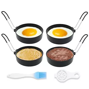 4 Pack 3.5 Inch Large Egg Rings Round Mold for Frying Eggs Shaper - Picture 1 of 7