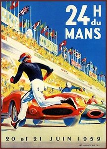 Monaco Grand Prix 1959 Le Mans 24 Hours Vintage Poster Print Retro Racing Cars - Picture 1 of 4