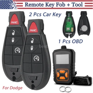 New 2 Remote Car Key Fob 4 Button For Dodge Ram 1500 2500 3500 & Programmer Tool - Picture 1 of 12