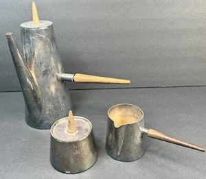 Made In Italy Kalmar? MCM Vintage Metall Kaffee/Teekanne Set & Milchkännchen & Zucker - Bild 1 von 22