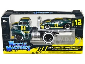 1950 FORD COE FLATBED & 1966 FORD GT40 MK II #61 1/64 BY MUSCLE MACHINES 11547 - Picture 1 of 1