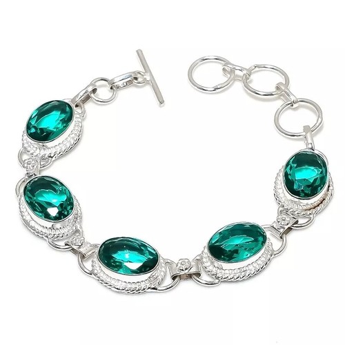 VALENTINO Bracciale catena fatto a mano gioielli gemme tormalina verde argento sterling 925