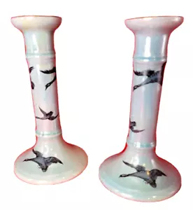 Royal Winton Grimwades Candle Sticks Swallows Pattern Blue rare - Picture 1 of 17