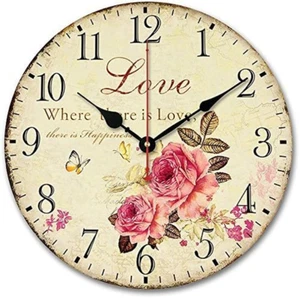 12 Inch Wall Clock Silent Non Ticking Vintage Large Decorative Wooden Retro Wall - Picture 1 of 6
