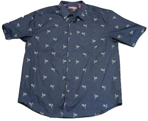 Havanera Hawaiian Shirt Mens Large Blue Parrot Print Short Sleeve Button Up - Picture 1 of 5