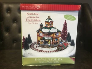 DEPT 56 NORTH POLE- ANIMATED NORTH STAR COMMUTER TRAIN STATION 56782 ~ Tested - Picture 1 of 8