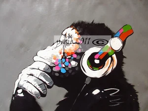 Art Painting Canvas original Street Print DJ Monkey chimp 70cm - Picture 1 of 3