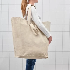IKEA PURRPINGLA Laundry bag, beige, 26 gallon large canvas tote with handles - Picture 1 of 5