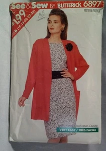 Butterick 6897 Schnittmuster Damen Kleid Jacke Größe 16-24 geschnitten & gezählt - Bild 1 von 2