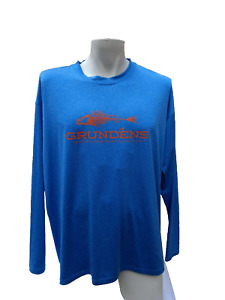 Grundens Fishing Shirt Long Sleeve Coolcore Lightweight Mens 2XL Blue and Orange